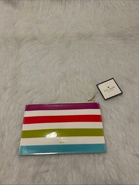 kate spade Multicolor Striped Patent Zipper Pouch